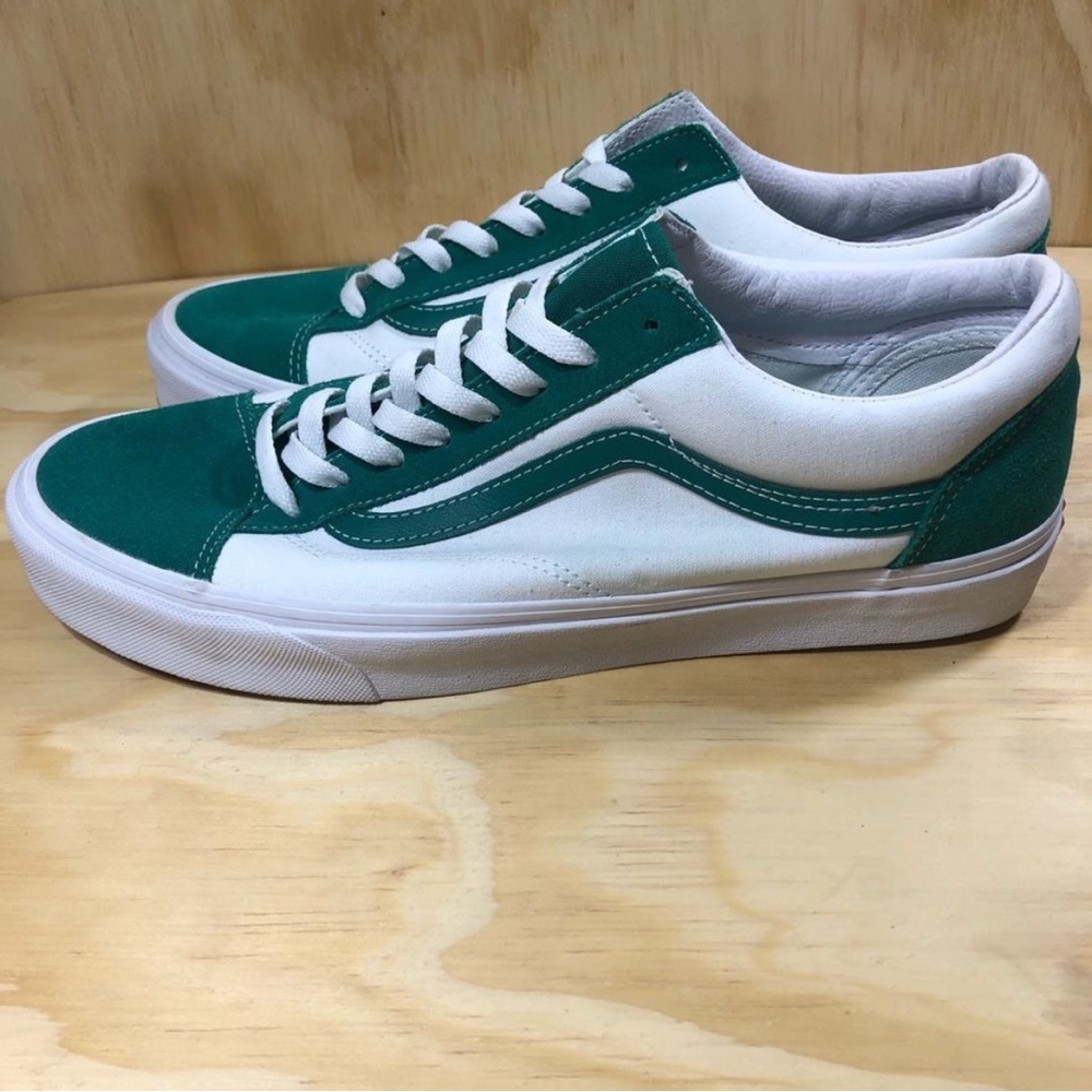 Green and White Vans Sneakers